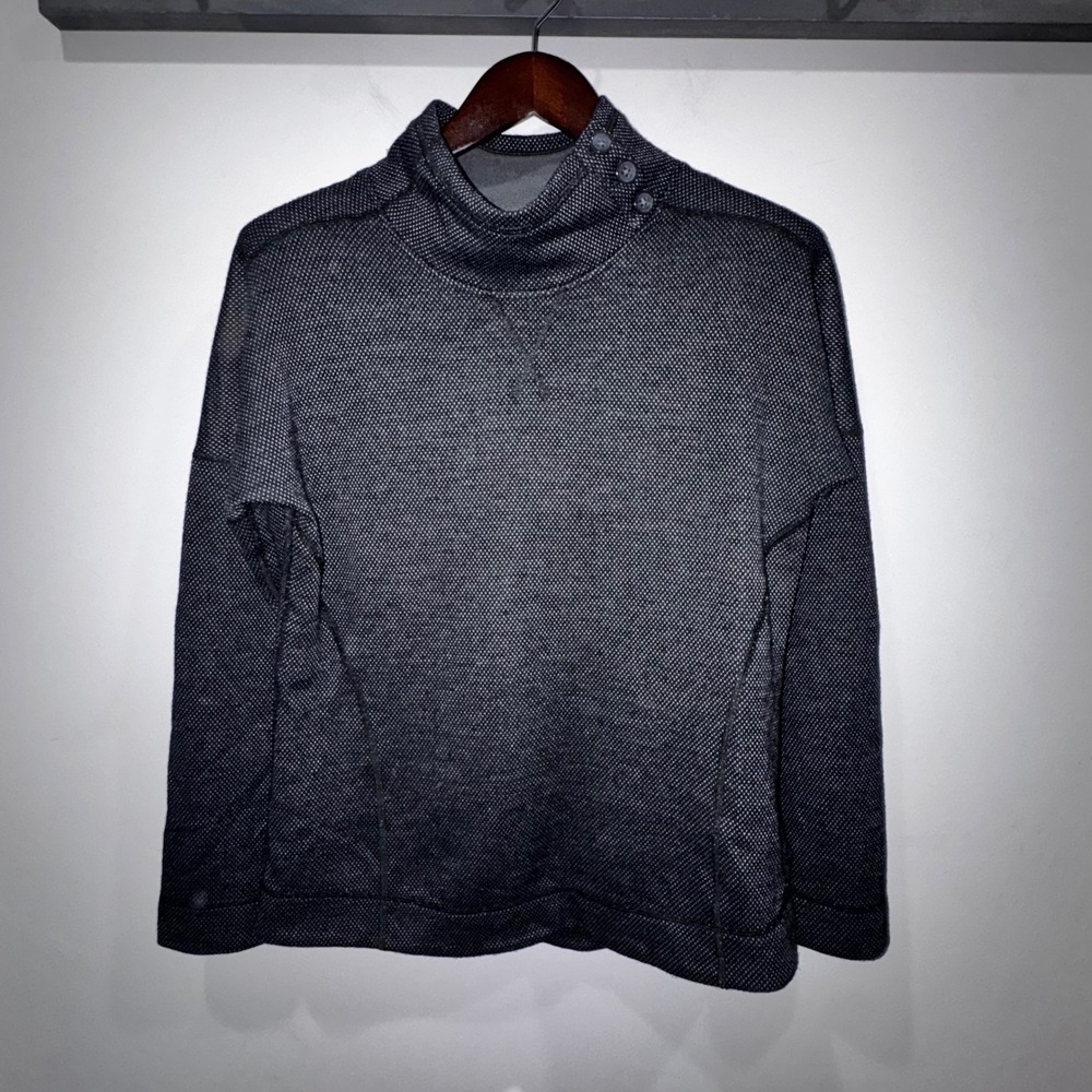 Marmot‎ Addy Pullover Women Lg Charcoal Gray EUC Wool Blend Button Neck Gorpcore - Picture 2 of 12